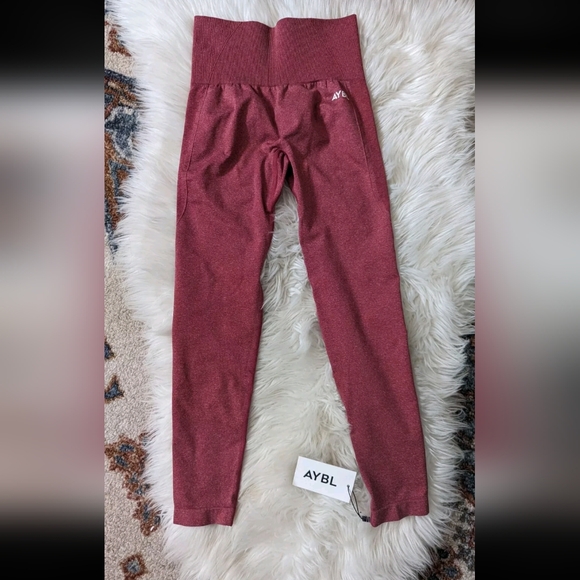 NWT AYBL High Rise Red Marl Athletic Contour Sporty Leggings XS - Picture 5 of 10
